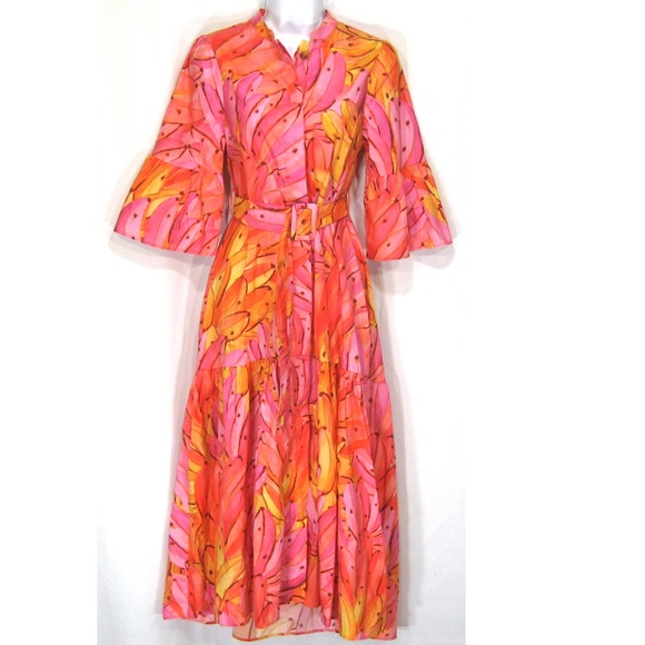 FARM RIO ⚜ WOMEN'S PINK OMBRE BANANAS MIDI DRESS